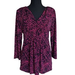 Daisy Fuentes 3/4 Sleeve Pink and Black Blouse Top
